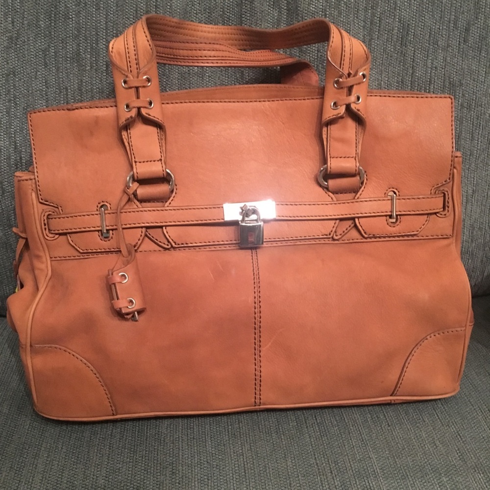 Donald J. Pliner Tan Leather Satchel